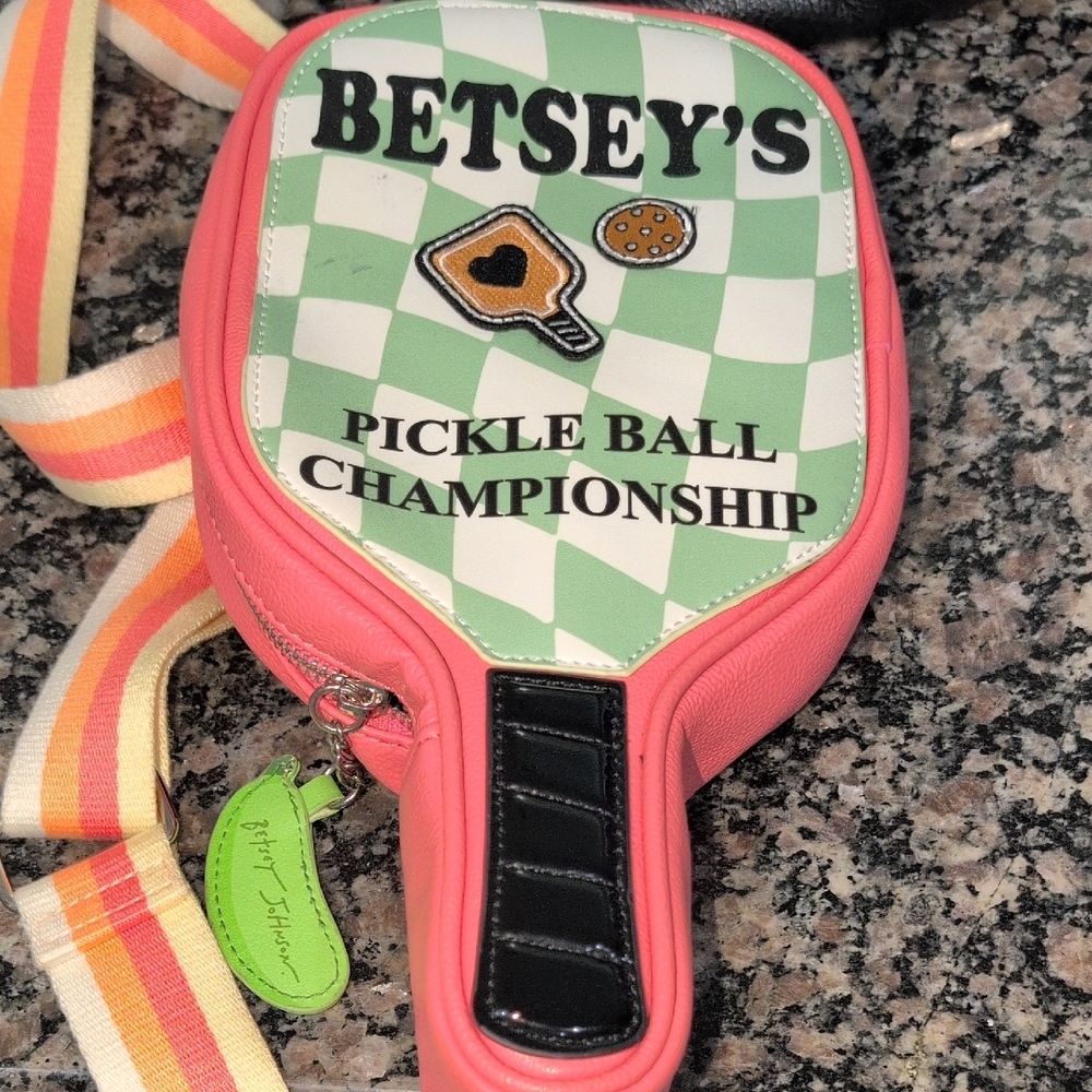 Betsey Johnson Pink and Green Pickle Ball Crossbody